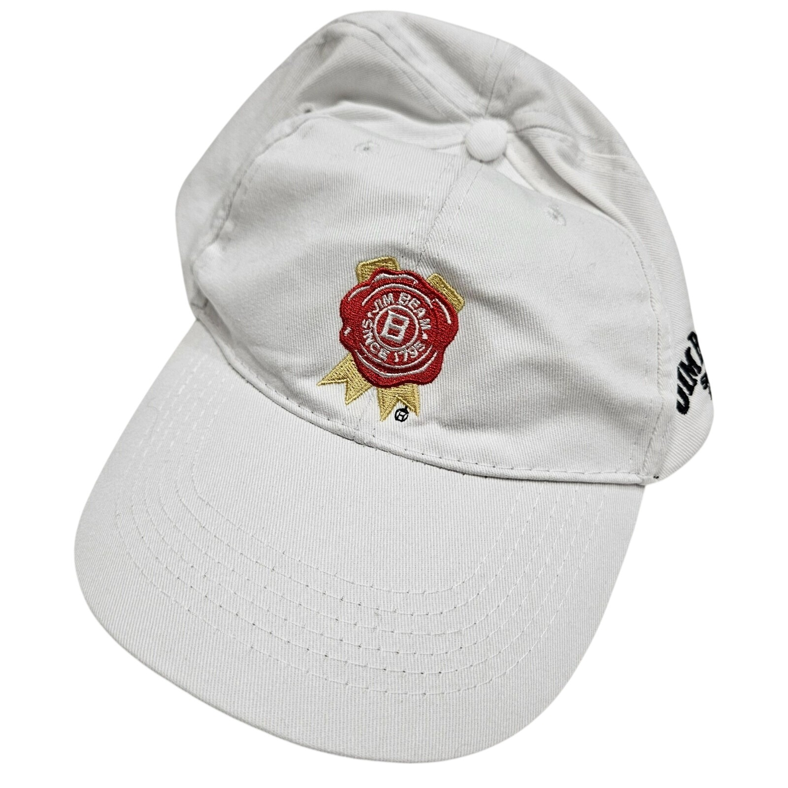 Jim Beam Whiskey Baseball Cap Hat Beige Embroidered Logo Adjustable